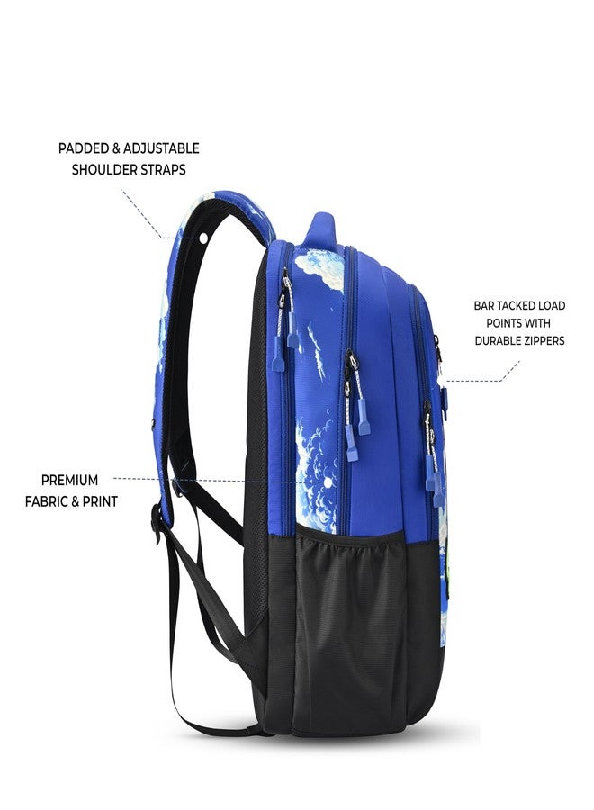 Gear Astro Cab 4 Compartment Backpack 17"/30L Medium Water Resistant School Bag/Casual Backpack/Daypack/Kids Bag for Boys/Girls (Blue-Black) - Image 3